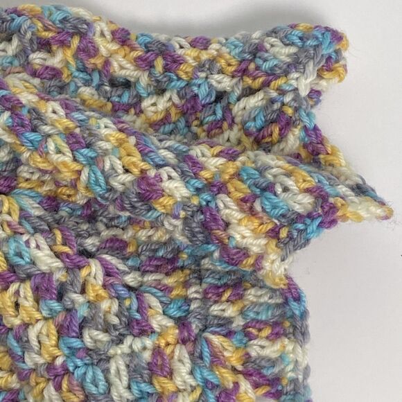 Hand Knit Bunny Lovey Multicolor Skirt Black Button Eyes Pink Nose Mouth - Picture 12 of 12